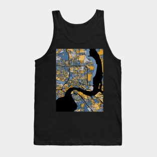 Jacksonville Map Pattern in Blue & Gold Tank Top